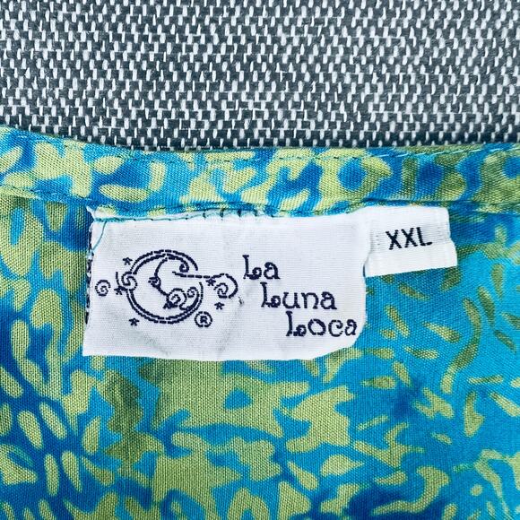 La Luna Loca Womens Loose Fit Blue Tie Dye 100% Rayon Midi Dress Pockets SizeXXL - Picture 3 of 9